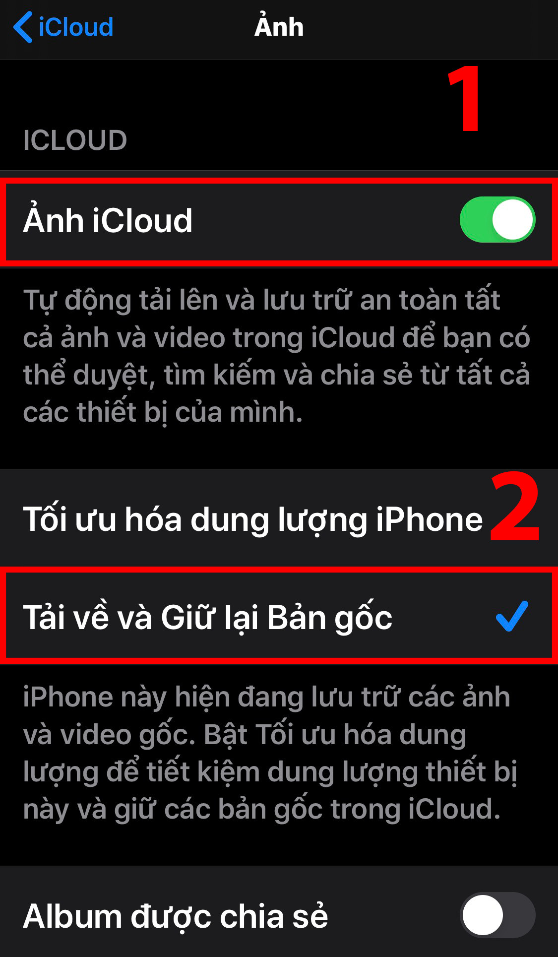 Hướng dẫn lấy lại ảnh trên iCloud qua Cài đặt bước 3